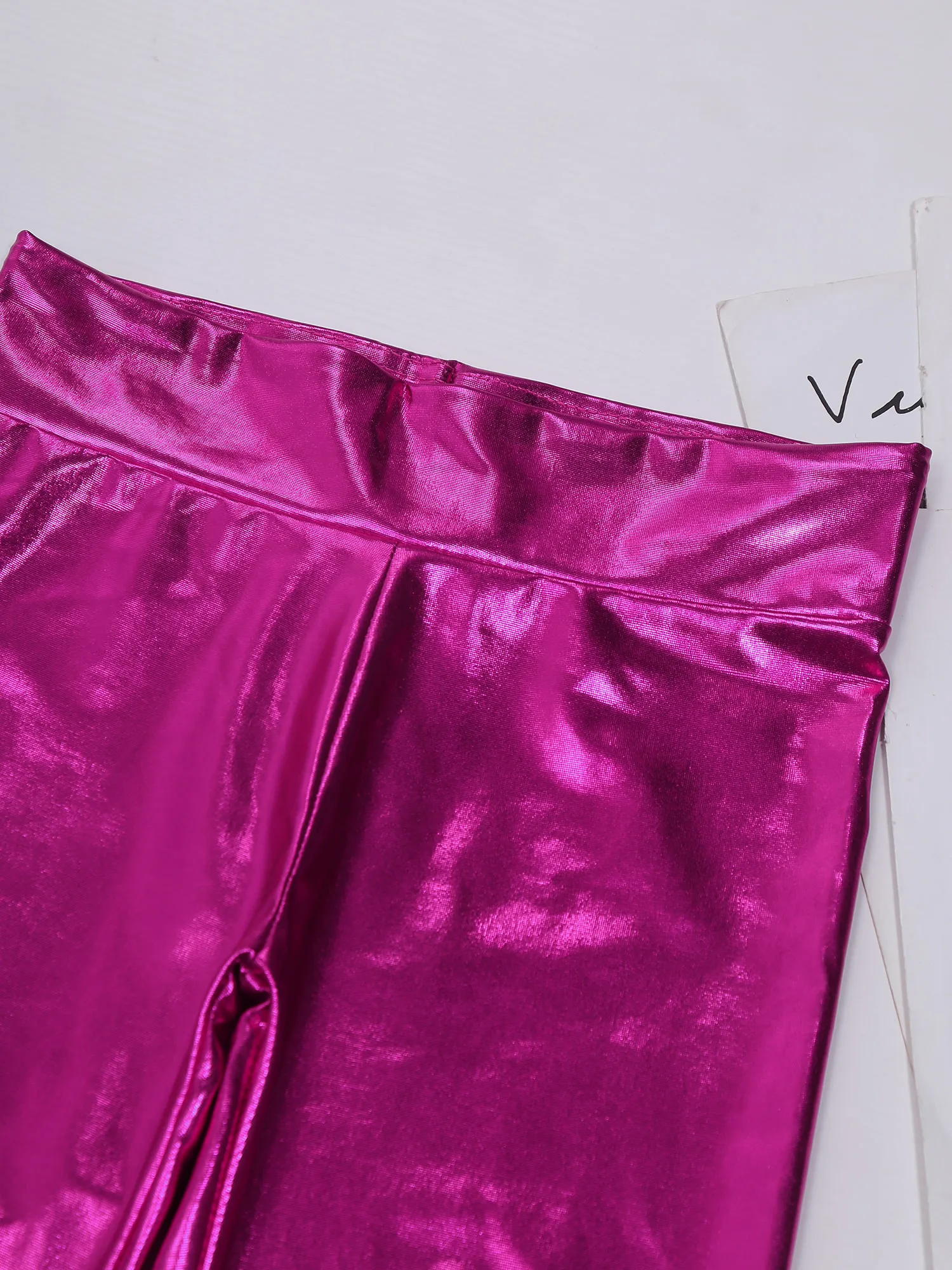 女の子用の光沢のあるメタリックフレアレギンス,ハイウエスト, - Wide Leg Trouser 70S のレビューと価格