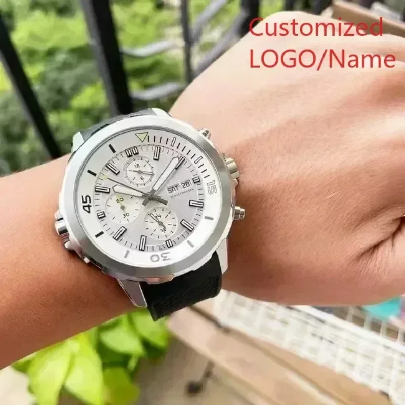 A88 Store  44MM Quartz Chronograph Special and External Rotating Bezel Gray Dial Men Watch Full Function Aquatimer Customized