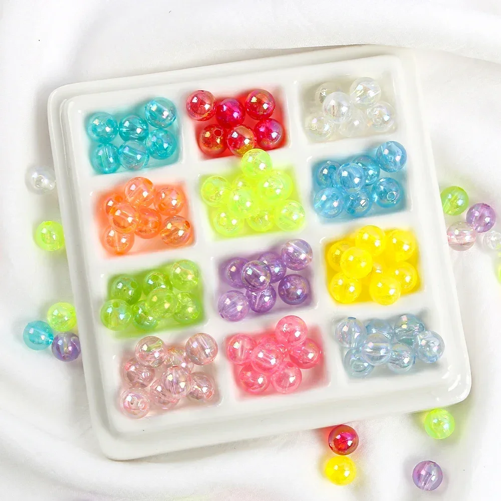 4-16mm Acrylic Plated AB Color Beads Round Loose Beads For Bracelet Necklace DIY Bracelet Necklace Jewelry Making