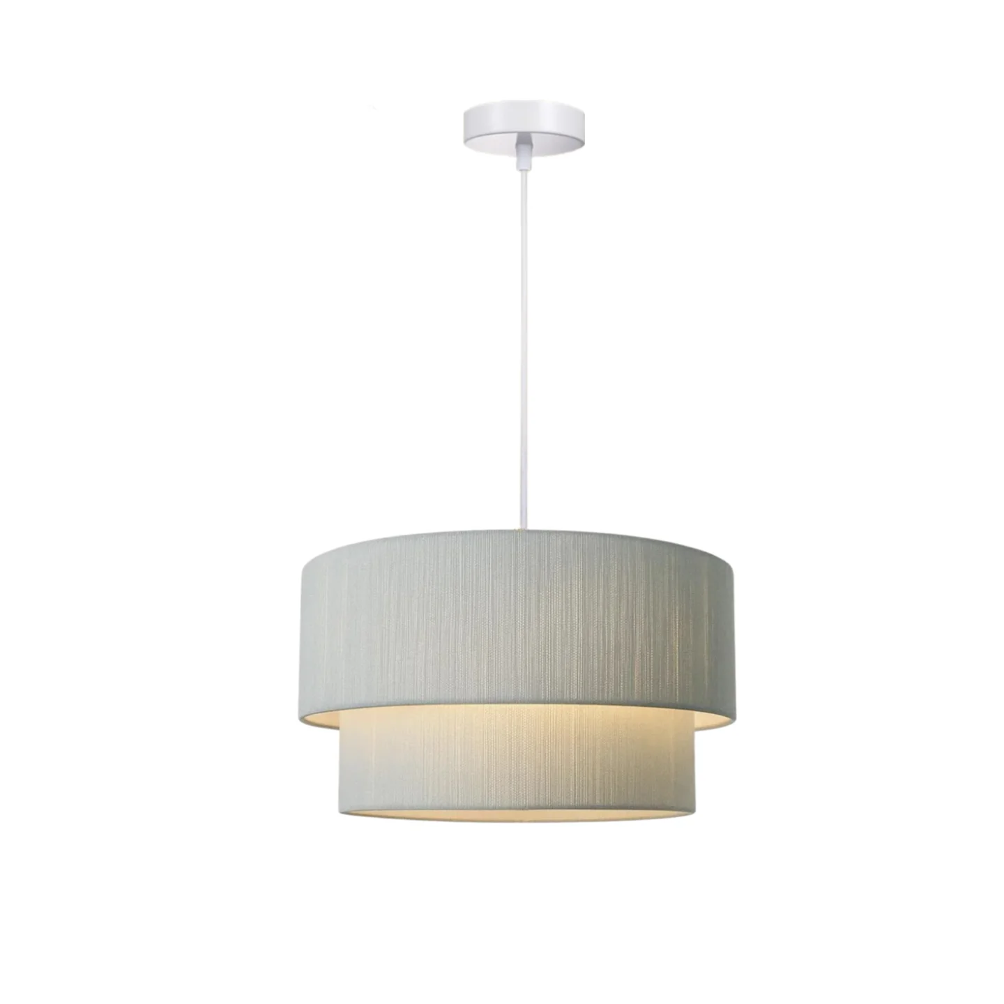 

JOYINLED Modern Drum Chandelier Hand Woven Pendant Light Fixture White Shade 2 Tier Ceiling Hanging Lighting for Bedroom Home