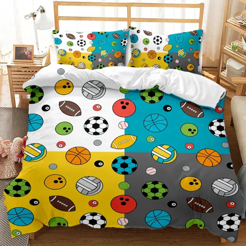 

100% Polyester Bedding Set Home Textile Housse De Couette Football Duvet Cover Sets For Boy Queen Full Twin Single Size Bedroom