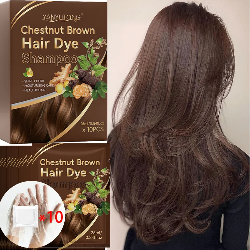 Chestnut Brown Natural Ginger 3-in-1 Hair Color Shampoo, 250ml, Long-Lasting Color, Nourishing Formula for Men and Women