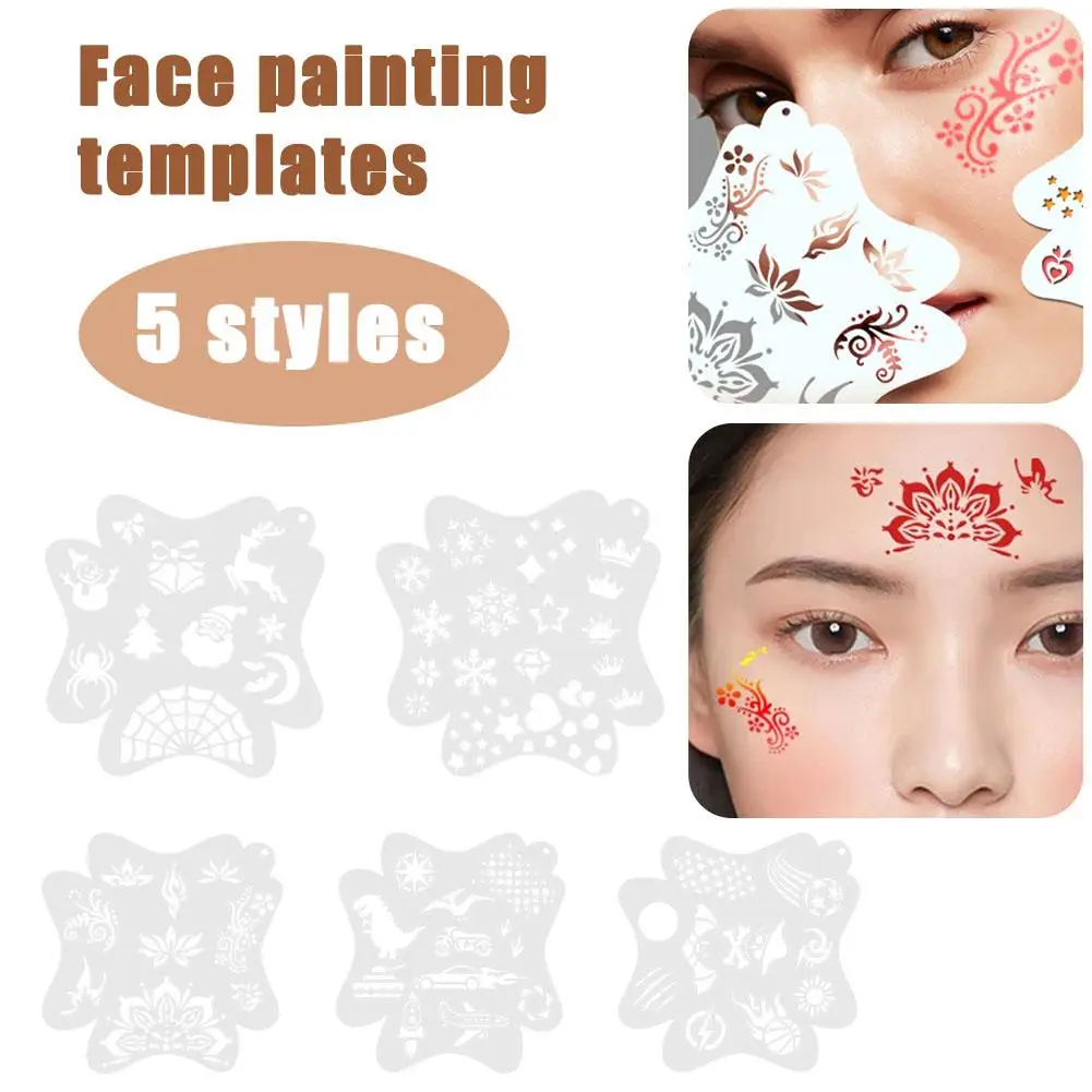 Plantillas de pintura facial, plantillas profesionales de pintura para arte corporal, reutilizables para adultos y niños, plantillas de uso fácil para fiestas, maquillaje T B2P2