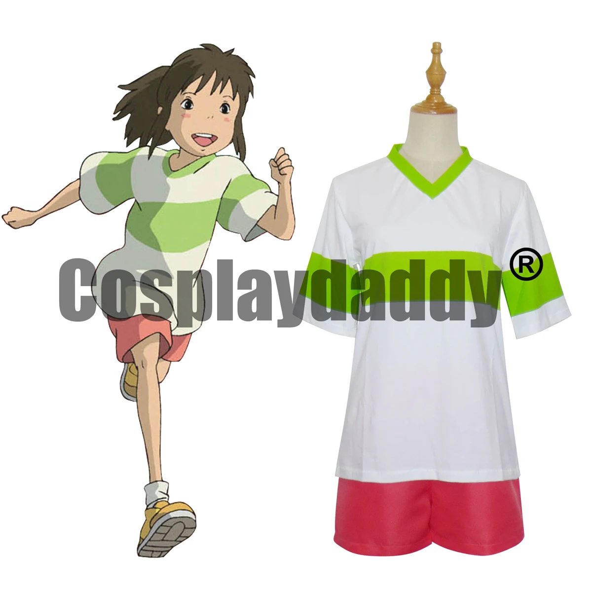 IN STOCK Sen to Chihiro no Kamikakushi Sen Chihiro Ogino Cosplay First Version Casual Outfit Anime Costume