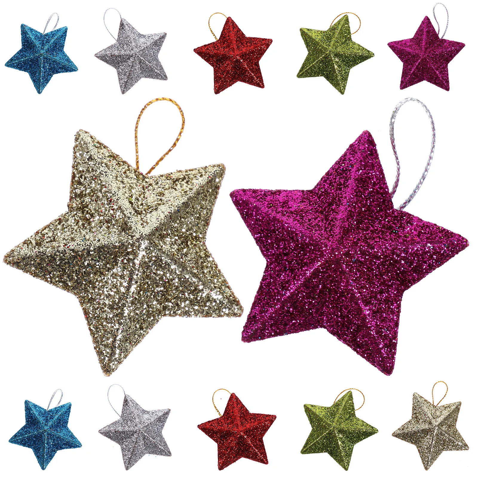 

12Pcs Xmas Star Ornaments Hanging Plastic Xmas Tree Decor Christmas Party Home Garden Decorations Christmas Star Ornaments