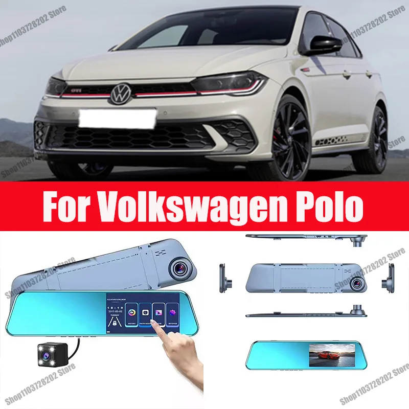 

For Volkswagen Polo Carplay Android GPS Dash Cam AUX FM Radio Dashcam Car Camera Stream RearView Mirror Drive Recorder