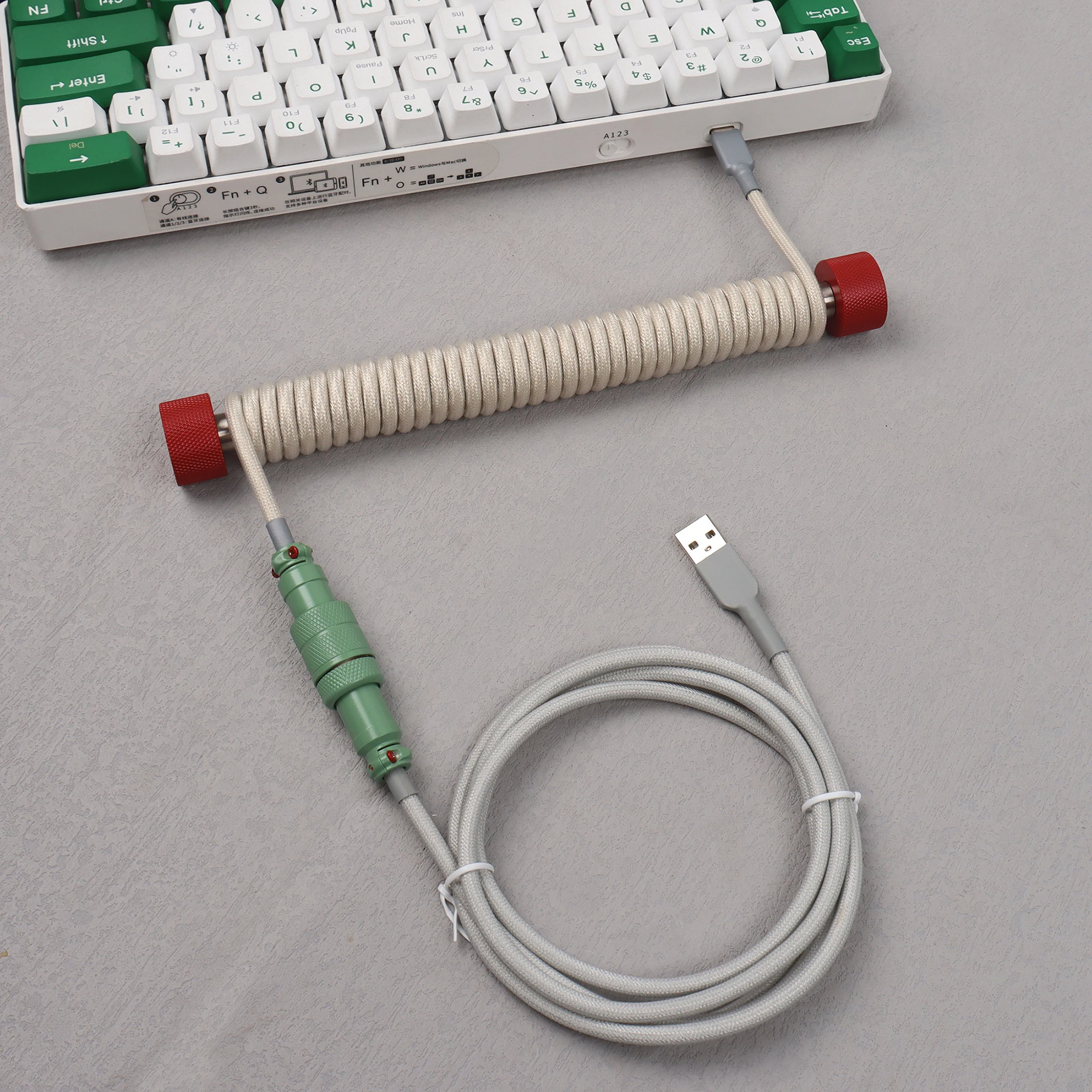 【LANO】NEW Type-C to USB Coiled Keyboard Cable GX16 Aviator Connector Detachable Connector Double-Sleeved for Mechanical Keyboard