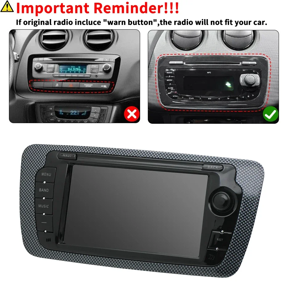 2 Din Car Radio for Seat Ibiza 2009-2013 Audio Multimedia Player CarPlay Android Auto GPS Bluetooth WIFI FM RDS Autoradio