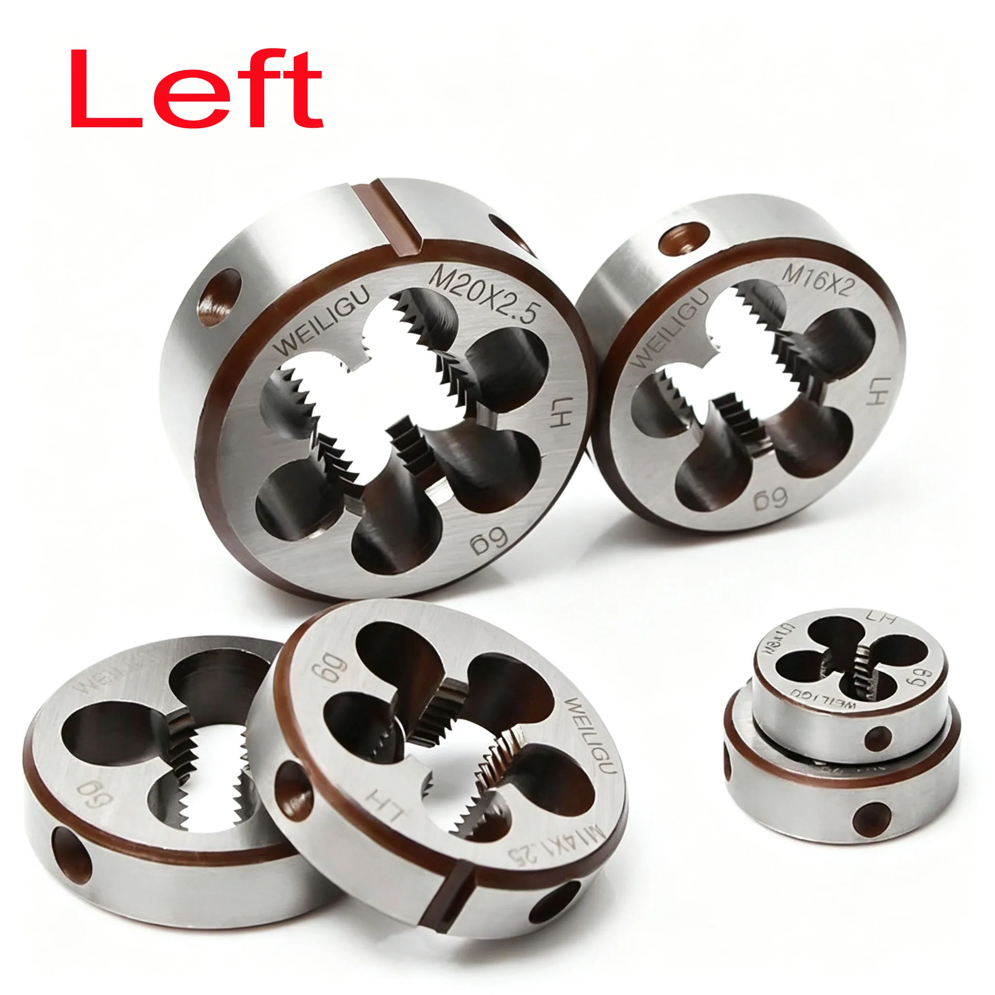 Left Hand Thread Die Round Alloy Steel Metric M2 M3 M4 M5 M6 M8 M10 M12 M14 M16 M18 M20 Pitch 0.4-2.5mm Cutting Tool Hardware