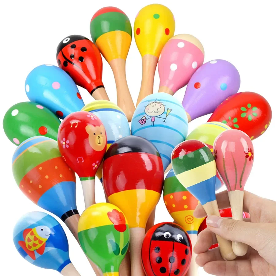 Martillo de arena con sonido de Maraca de madera de 11/19cm, instrumento Musical clásico Orff, conjunto de juguetes, instrumento de producción de sonido de fondo