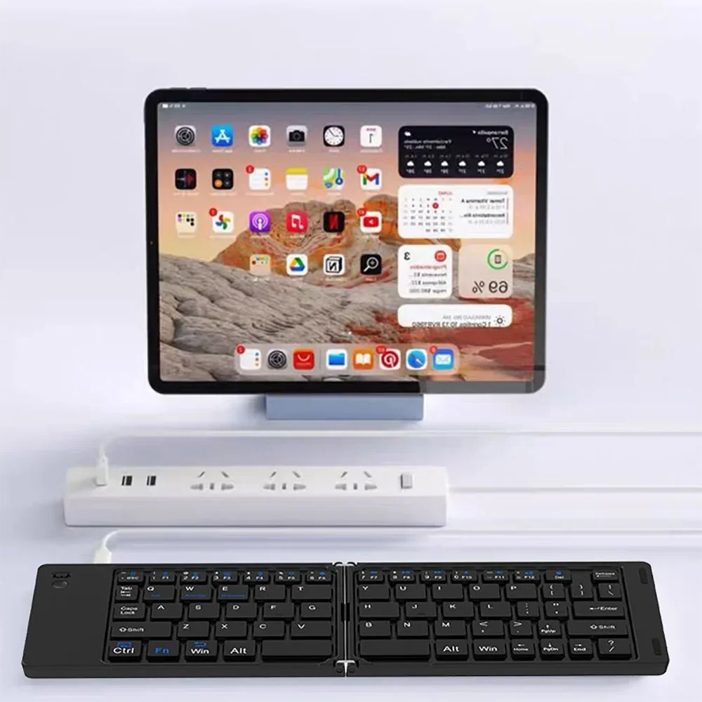 KEBIDUMEI Portable Mini Folding Bluetooth Keyboard Rechargeable Silent Wireless Keyboard for Laptop Windows Android iOS Travel