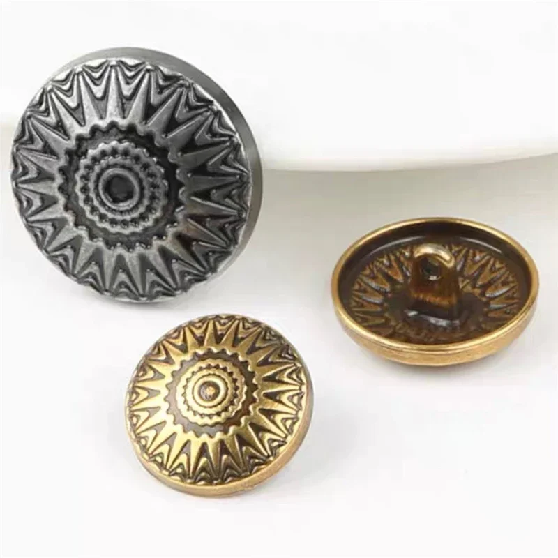 Round Metal Sewing Buttons for Needlework, Vintage Clothing Accessories, British Style, Coat and Jacket, Fashion, 10Pcs Per Lot