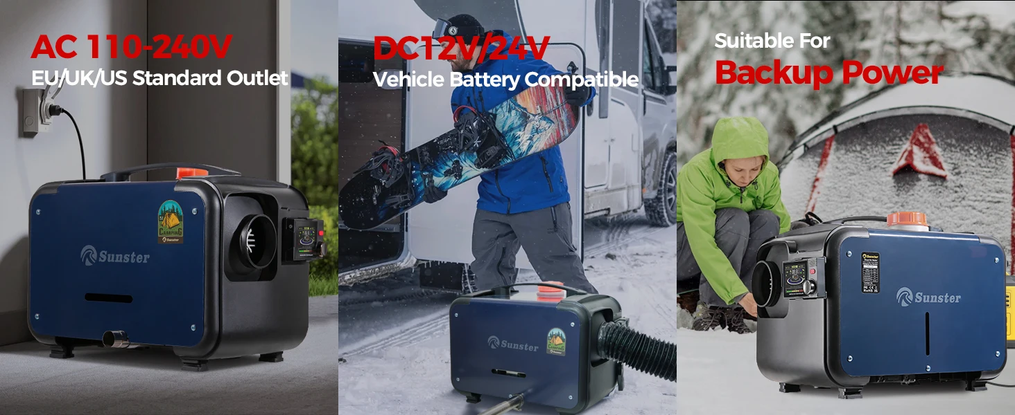 8KW 12V/24V/110-240V Ultra-Leiser Diesel-Luftheizer mit Bluetooth & LCD-Monitor, Standheizung für Auto, Wohnmobil, Zuhause, Camper und Zelt – Detail 2