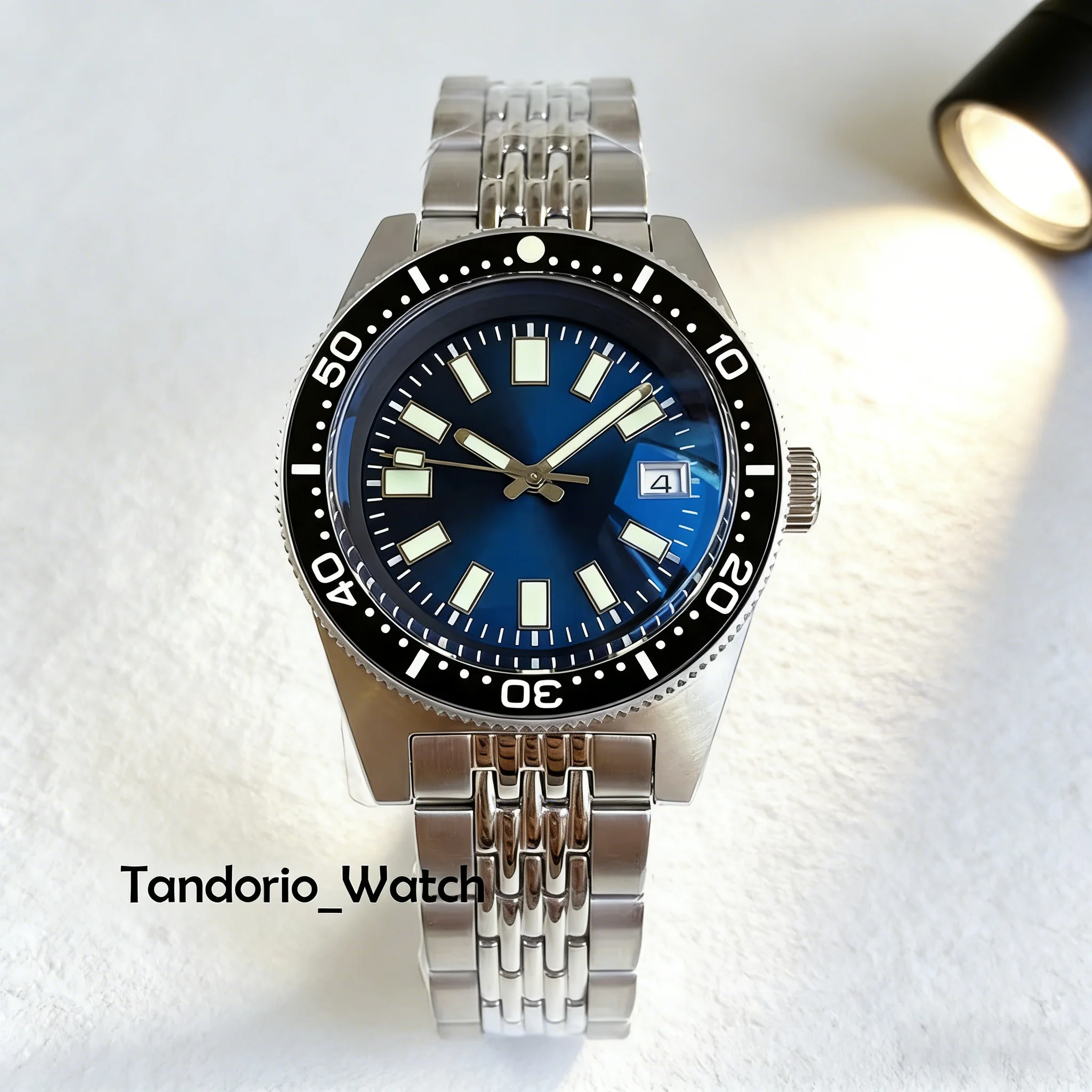 Tandorio 41MM Japan NH35 Mechanical Men Watch Domed Sapphire Glass 30ATM 62MAS Style Blue/Grey/Black Diving Wristwatch Luminous