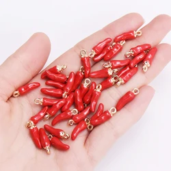 10Pcs 3D Pepper Enamel Alloy Pendant Cute Mini Red Chili Food Charm for Women's Bracelet Earrings DIY Jewelry Making Accessory