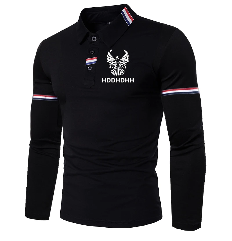 HDDHDHH Brand Printing Spring New Long Sleeve Lapel Polo Shirt Fashionable Print T-Shirt