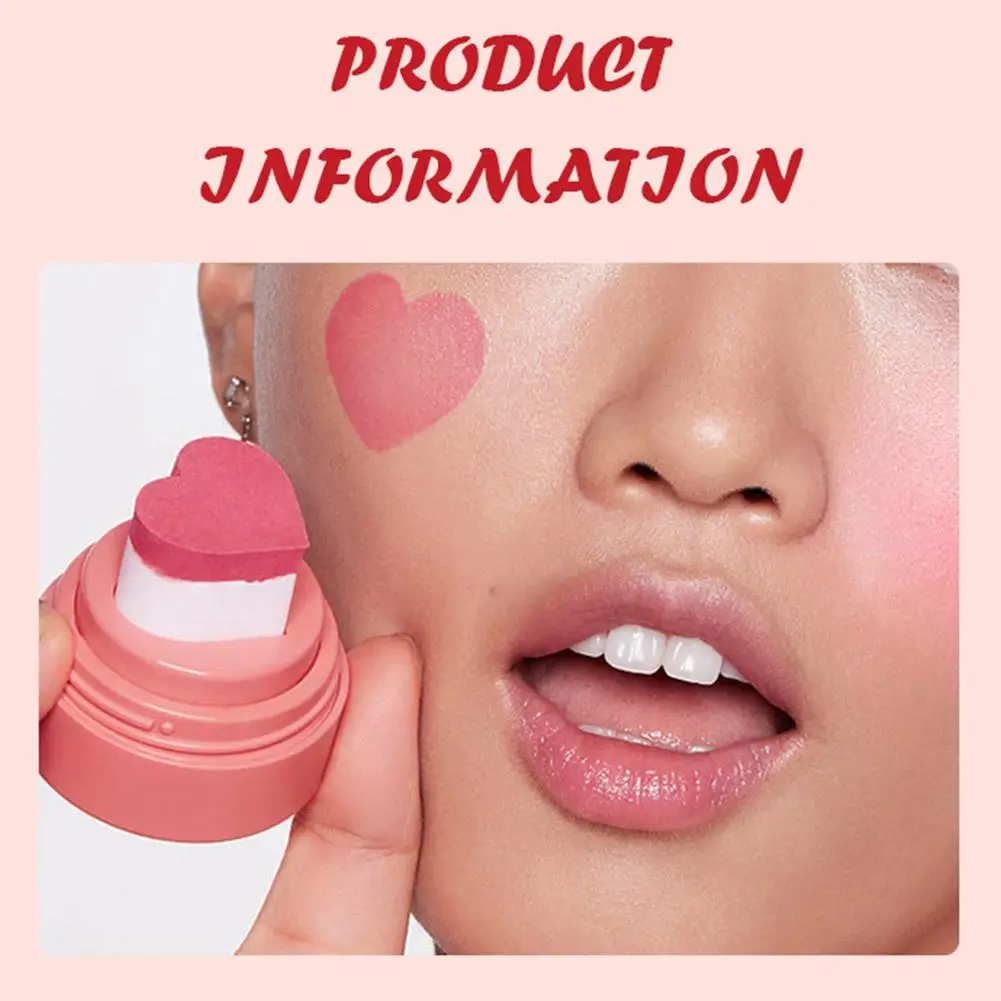 Multi-Use Blush Hartvorm Stempel Kussen Blusher Vochtinbrengende Crème Schaduw Lippen Wang Blusher Roze Rode Oranje Perzik Romige Make-Up