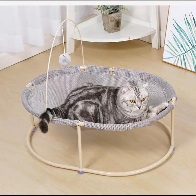 Round Cat Bed Pet Breathable Cat Nest Hammock Handmade Cat Chair with Toys Hammock Bed for Cats