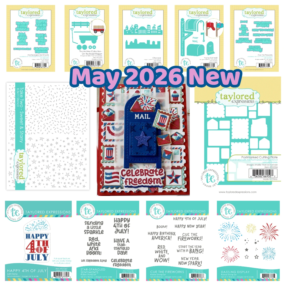

Taylored May 2026 Star-Spangled Sentiments Stamp Set Metal Cutting Dies Stamps Scrapbook for DIY Greeting Card Handmade Gift New