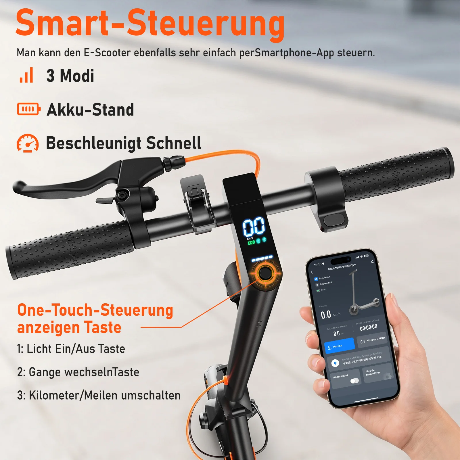 TODIMART N3B Elektro-Scooter mit ABE-Zulassung | Elektroroller für Erwachsene 36V 7,8Ah Akku,8,5 Zoll schlauchlose Reifen, faltbar bis 20km Reichweite für Stadtpendler Elektroroller für Erwachsene – Detail 7