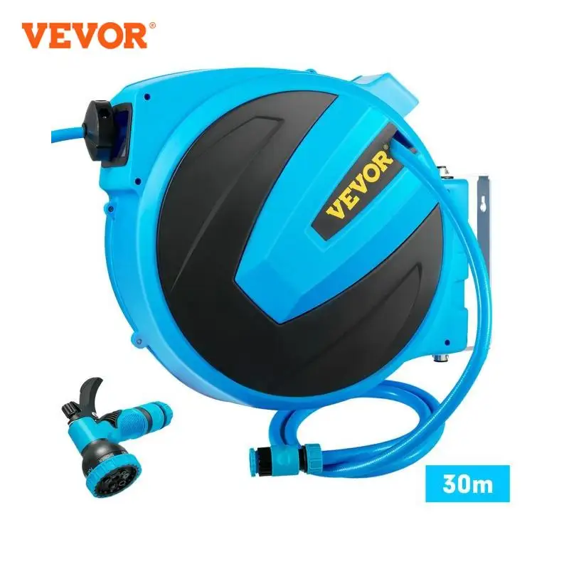 VEVOR 30 متر التلقائي بكرة خرطوم الهواء قابل للسحب 1/2 بوصة 100ft الحائط خرطوم حديقة سقي تمديد تلسكوبي خرطوم بكرة