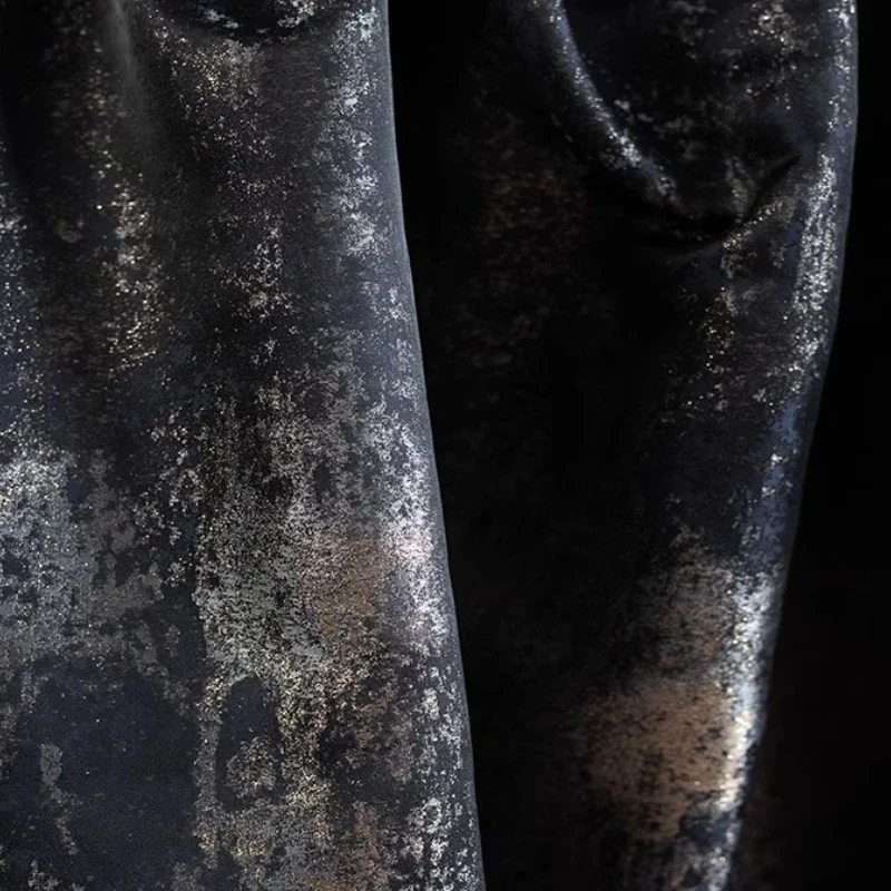 

Blue Gold Vintage Jacquard Fabric Chinese Hanfu Dress Cheongsam Horse Face Skirt Designer Traditional Clothing Material