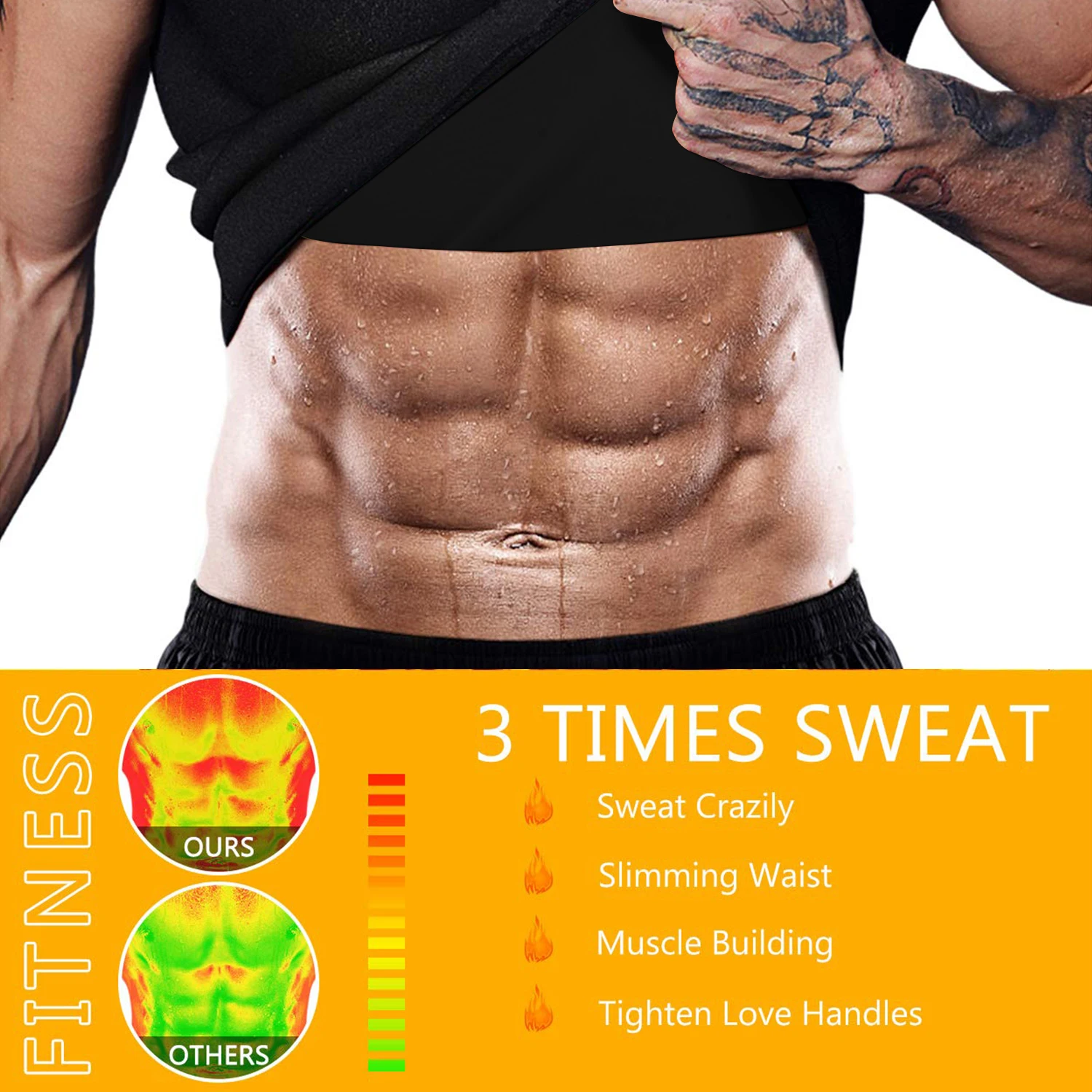 Mens Body Shaper Neoprene Sauna Suit Waist Trainer Sweat Vest Workout Tank Top Shapewear Shirt Weight Loss Slimming Sweatshirt