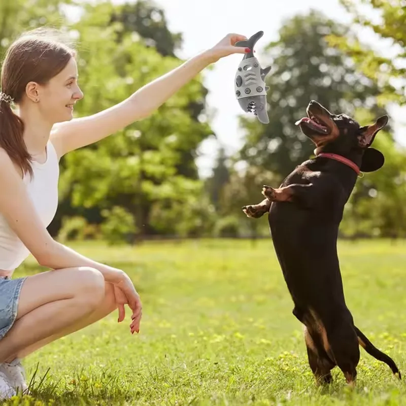Interactive Dog Chew Toy Grinding Teeth Sound Ball with Leaking Food Anti-Bite Pet Cleaning Teeth Training Toy