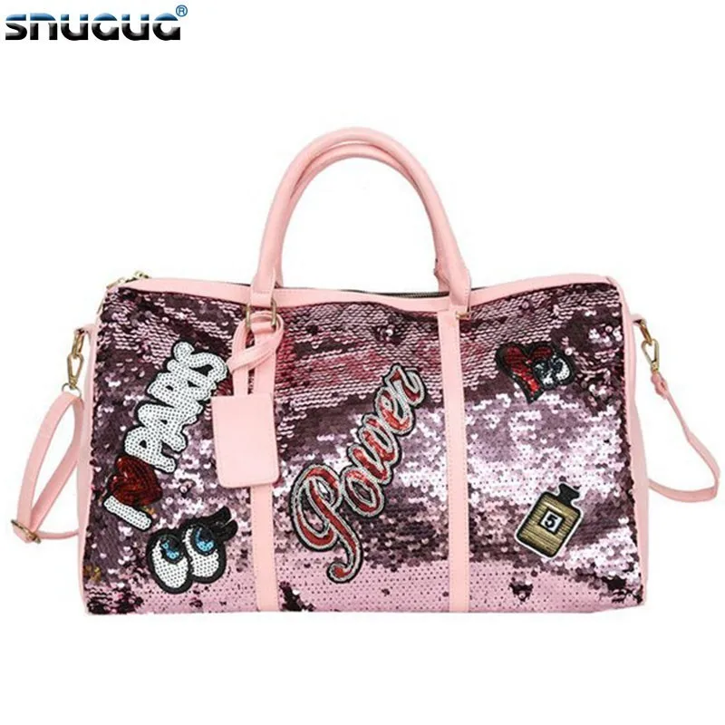 Bolsas de deporte de lentejuelas para mujer, bolsa de viaje con purpurina, color rosa, ideal para gimnasio, entrenamiento, Yoga y actividades al