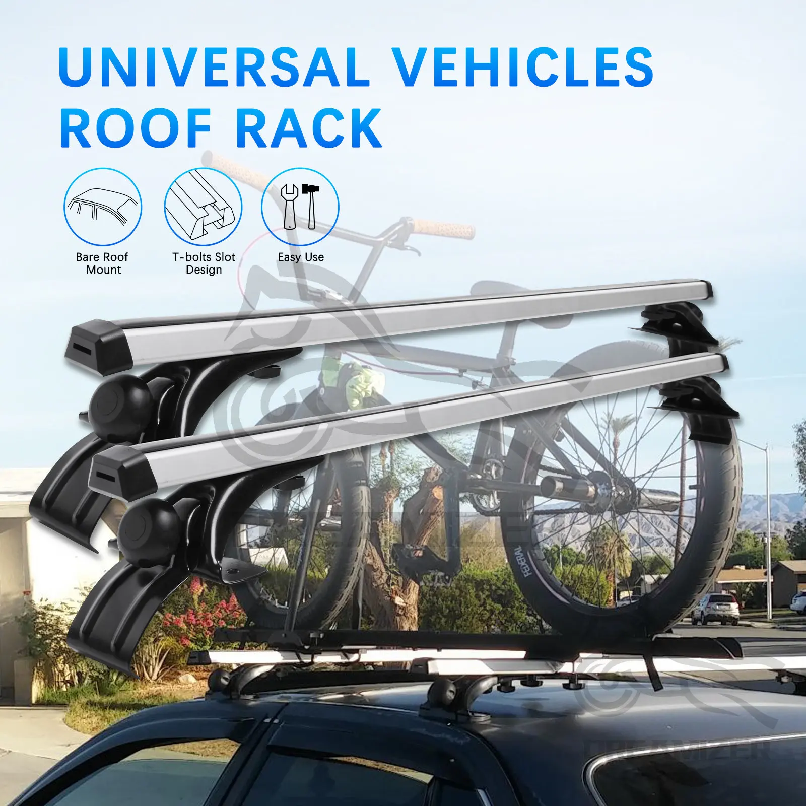 

2Pcs Roof Bars Aluminum Alloy Side Bars Cross Rails Roof Rack Luggage Carrier Bike Rack For Volkswagen Passat Jetta MK6