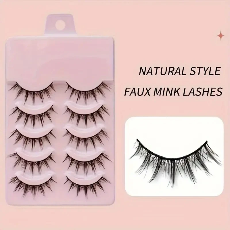 5 pairs of thick, naturally slender and blooming false eyelashes, suitable for daily travel and dating