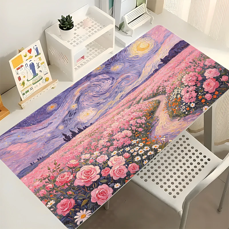 Mouse Pad Pink Anime Castle Office Desk Mat Game Computer Mousepad Gaming Accessories Tablet Varmilo Keyboard Pad Large Mausepad