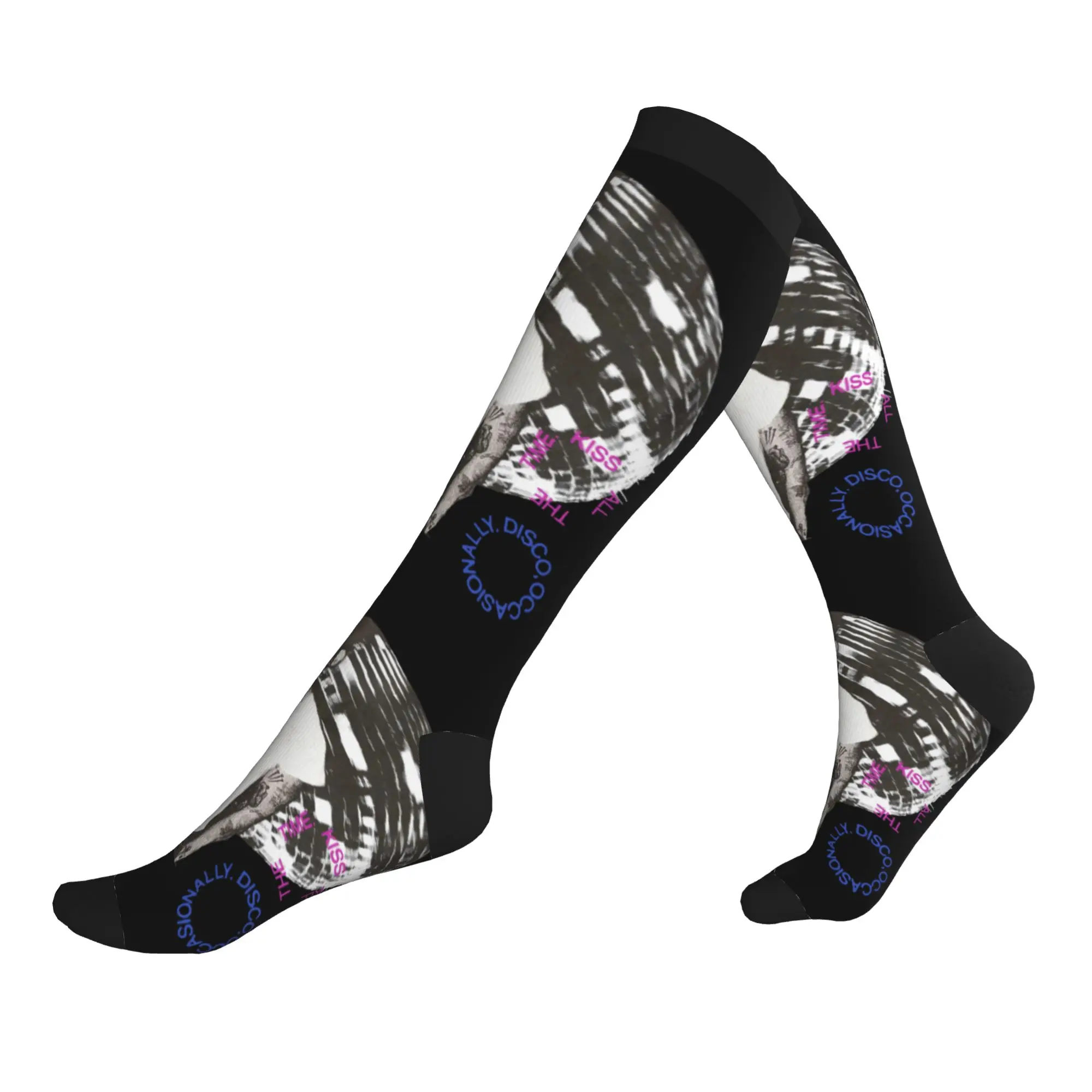 Kiss All The Time Disco Occasionall Harrys Music Styles Socks Men Women Warm Basketball Sports Sports Compression Socks