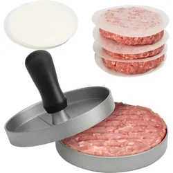 Burger Press Non-Stick Hamburger Patty Maker with Wax Paper Aluminum Burger Maker for Kitchen BBQ Grill