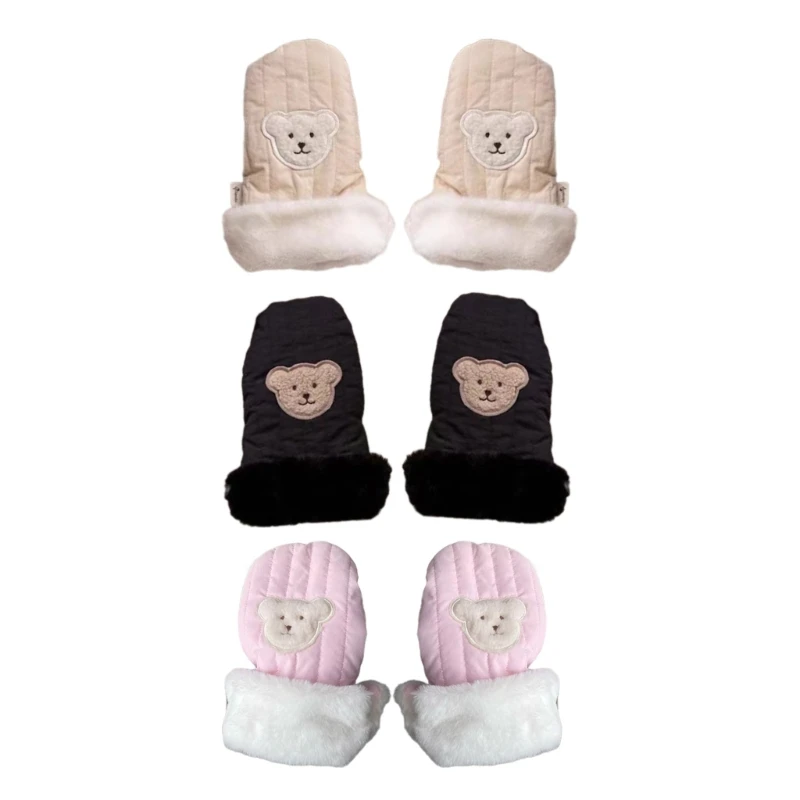 

Cartoon Bear Baby Stroller Gloves Windproof Kids Scooter Mittens Wear-resistant Hand Warmer for Outdoor Activities