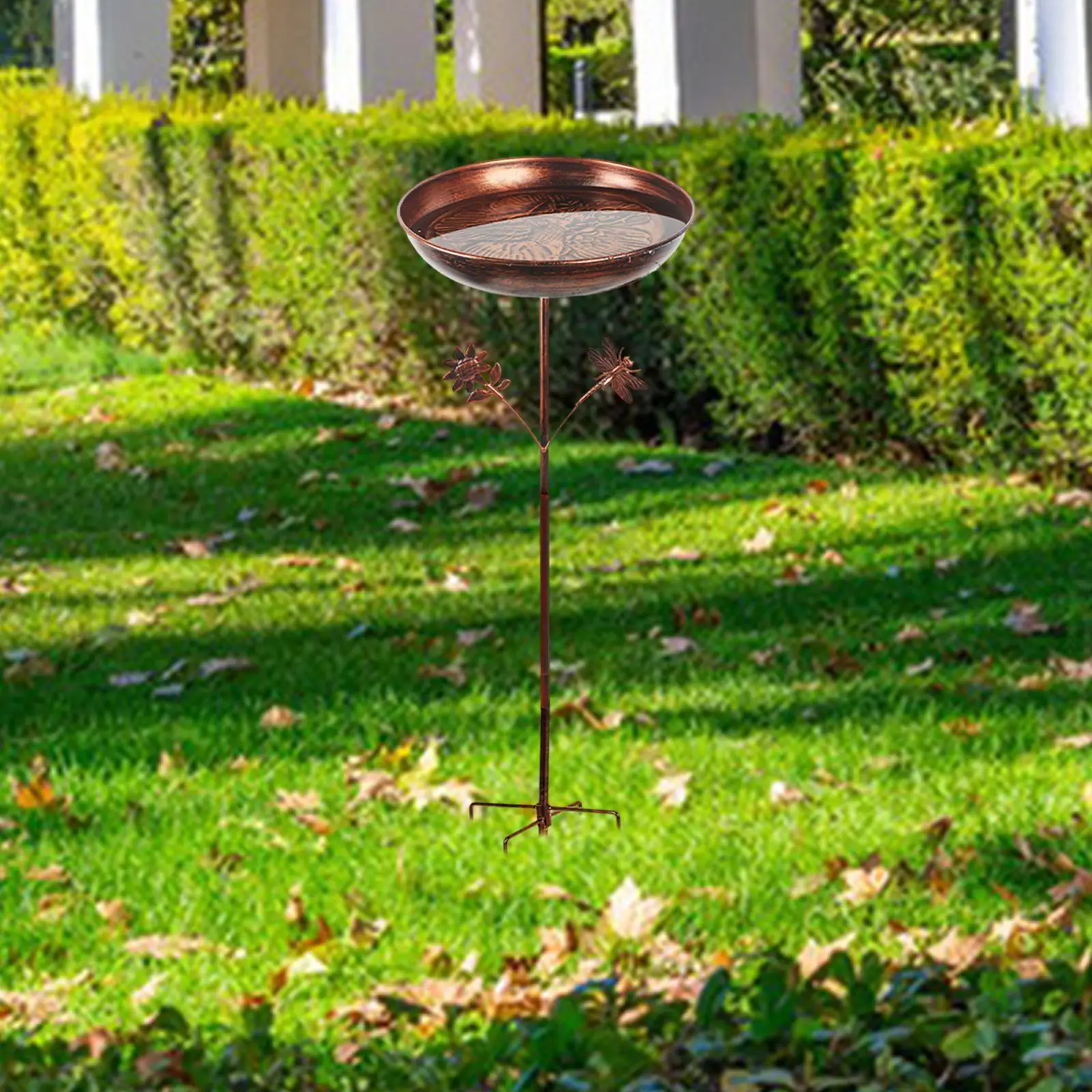 

Outdoor Bird Feeder Garden Decor Bird Bath, Birdfeeder with Stake, Garden Metal Bird Bath for Garden Lawn, Courtyard Outdoor