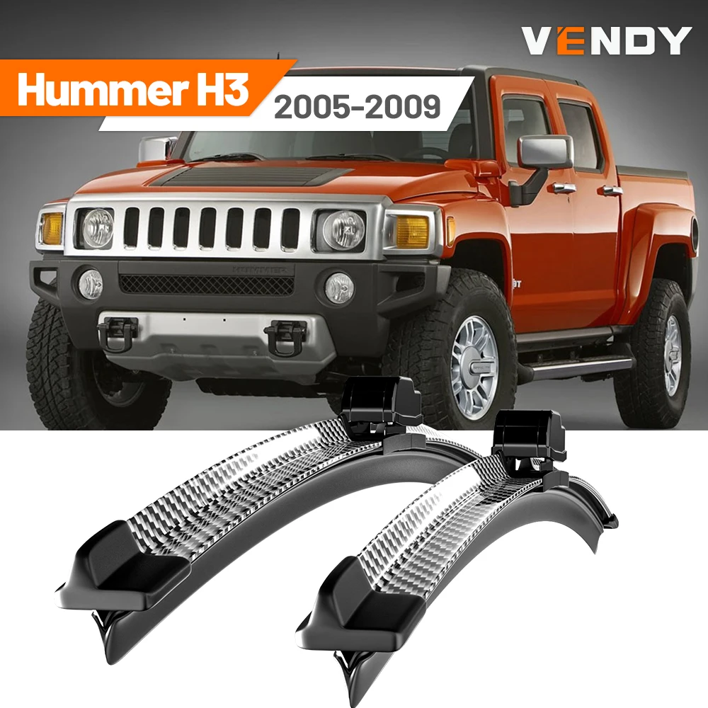 

For Hummer Hummer H3 2005-2009 2006 2007 2008 2pcs Front Windshield Wiper Blades Windscreen Wipers Carbon Fibre & Black