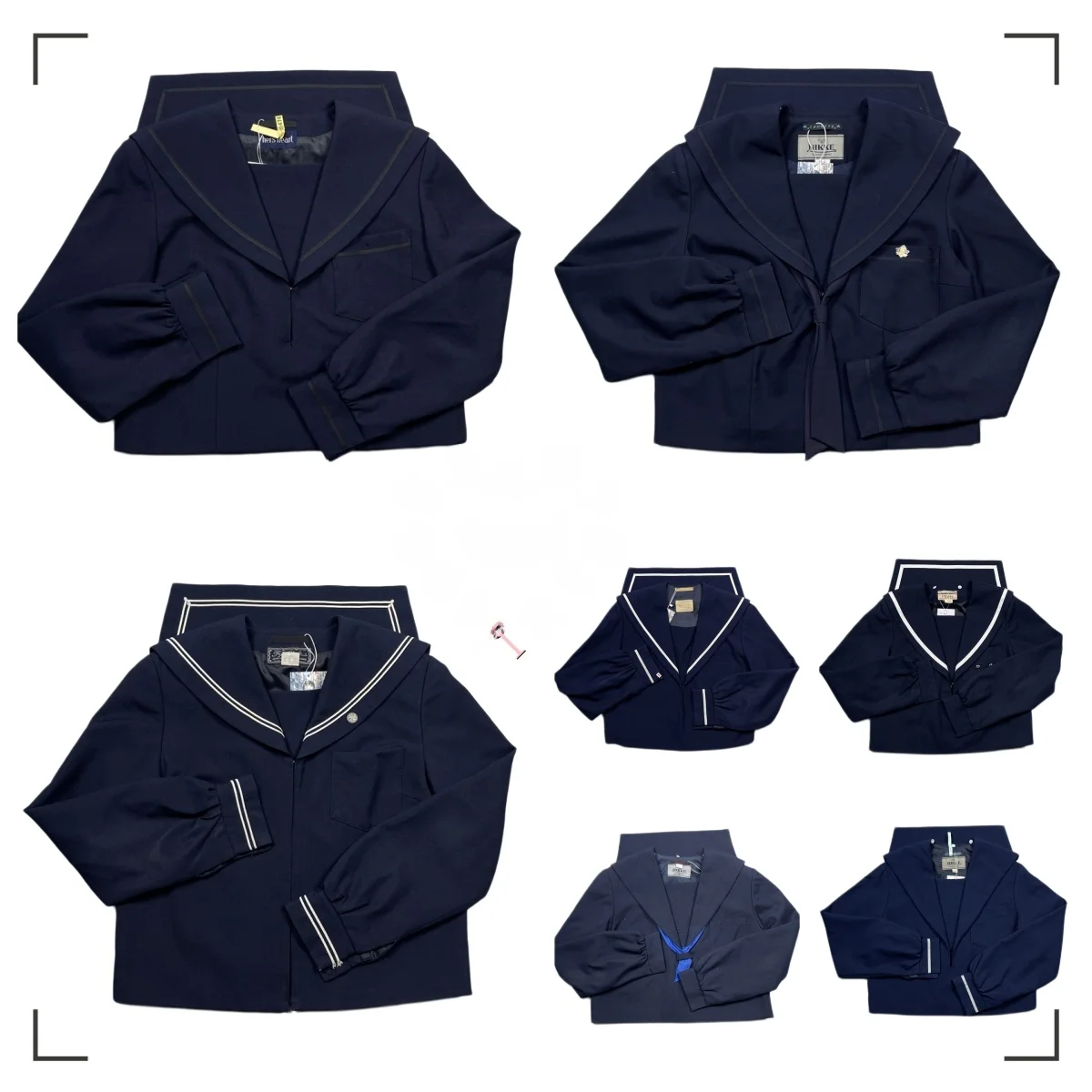 Vintage Japanese JK Uniform Sailor Suit Set Mother's Inlet Deep Blue School Style Autumn Winter Collection Repost