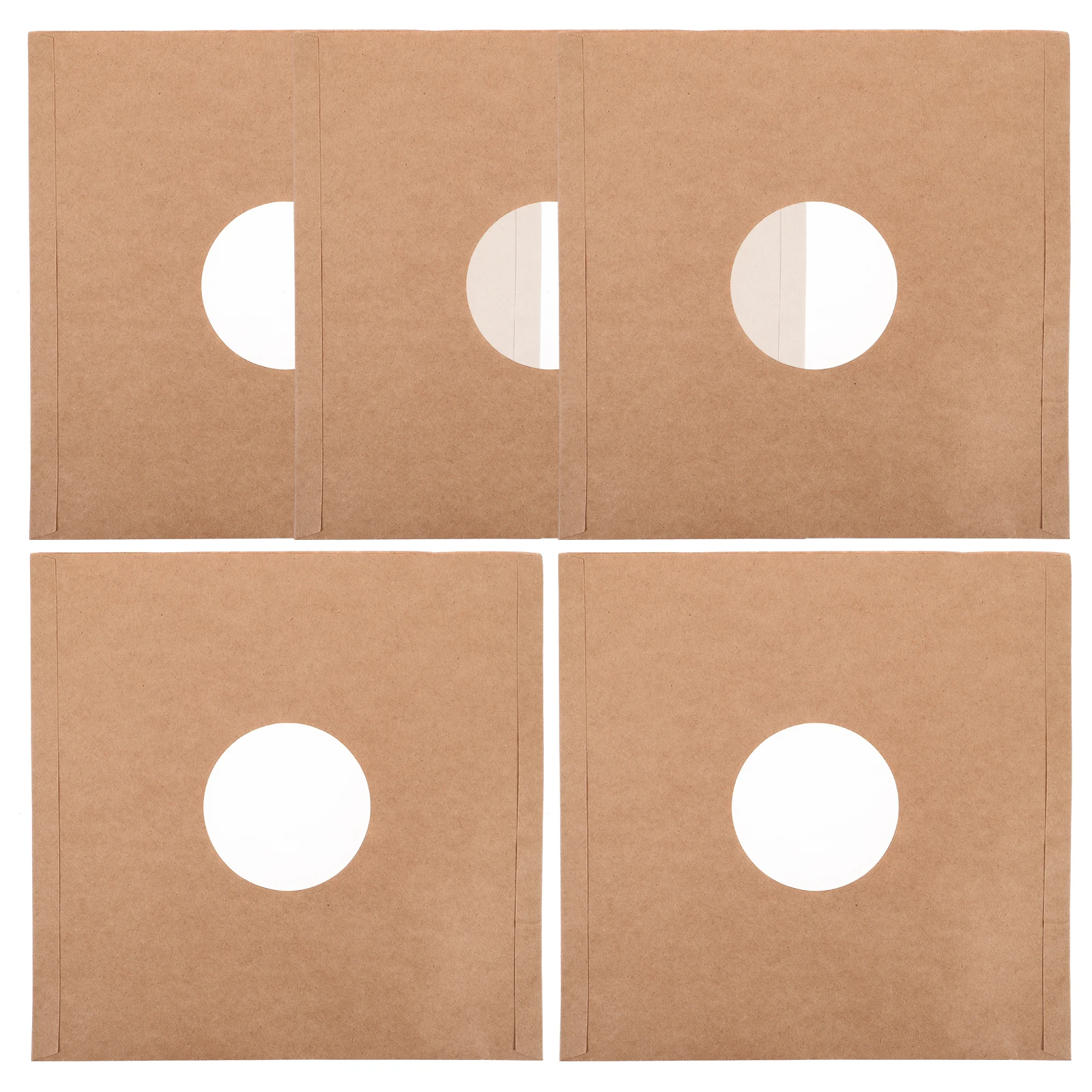 

5pcs Vinyl Record Bags 12inch Kraft Paper Sleeves Center Film Protection Storage DJ Accessories Phonograph Cover
