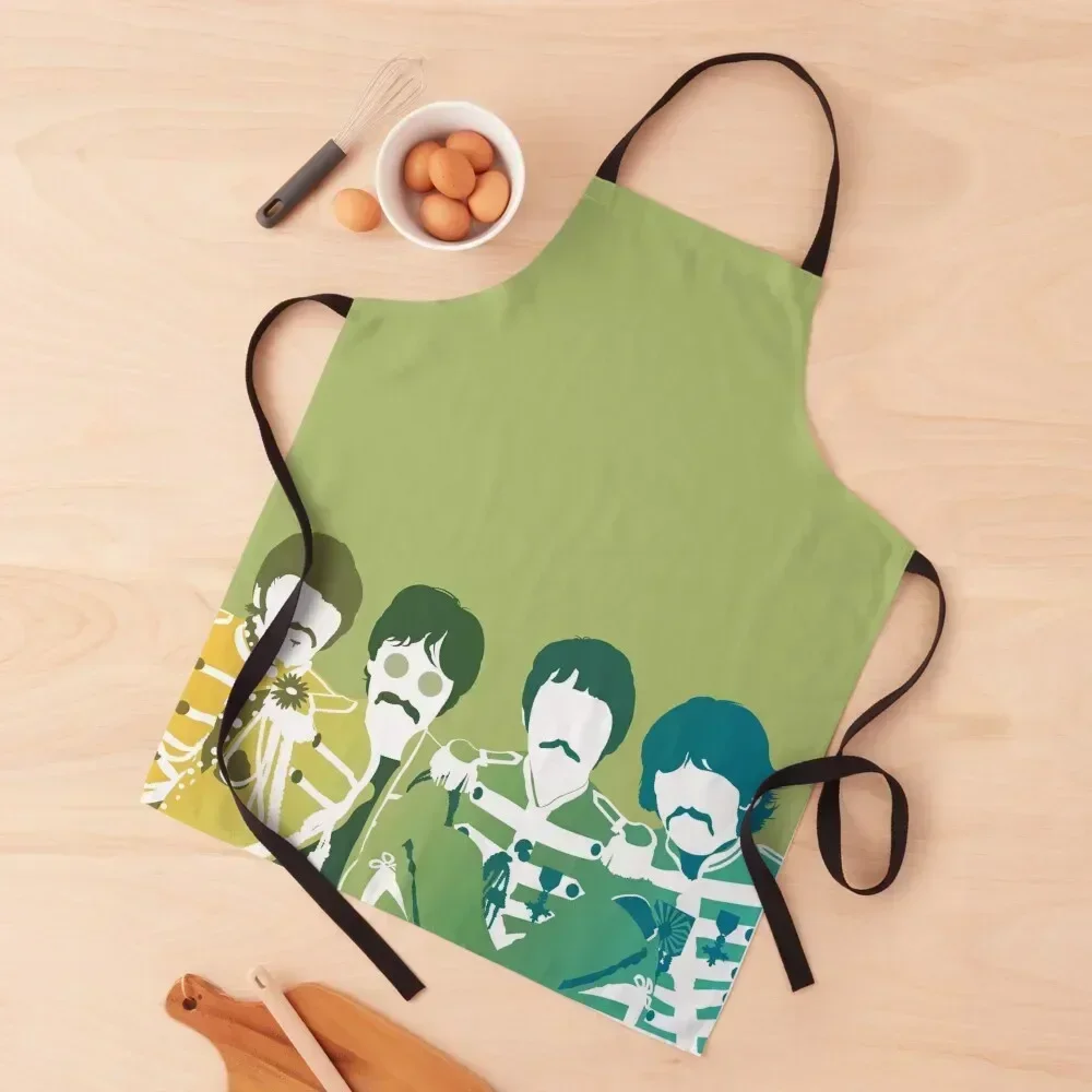 

Fab Four Green Minimalist Art Sgt.Pepper Apron Smock for hairdressing esthetician nail tech supplies Barber Apron