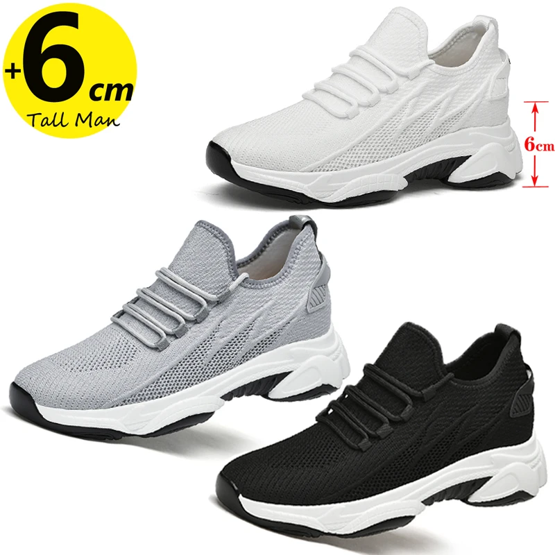 Men Elevator Shoes  Height Increase Insole 6cm Chunky Sneakers Platform Tall Man