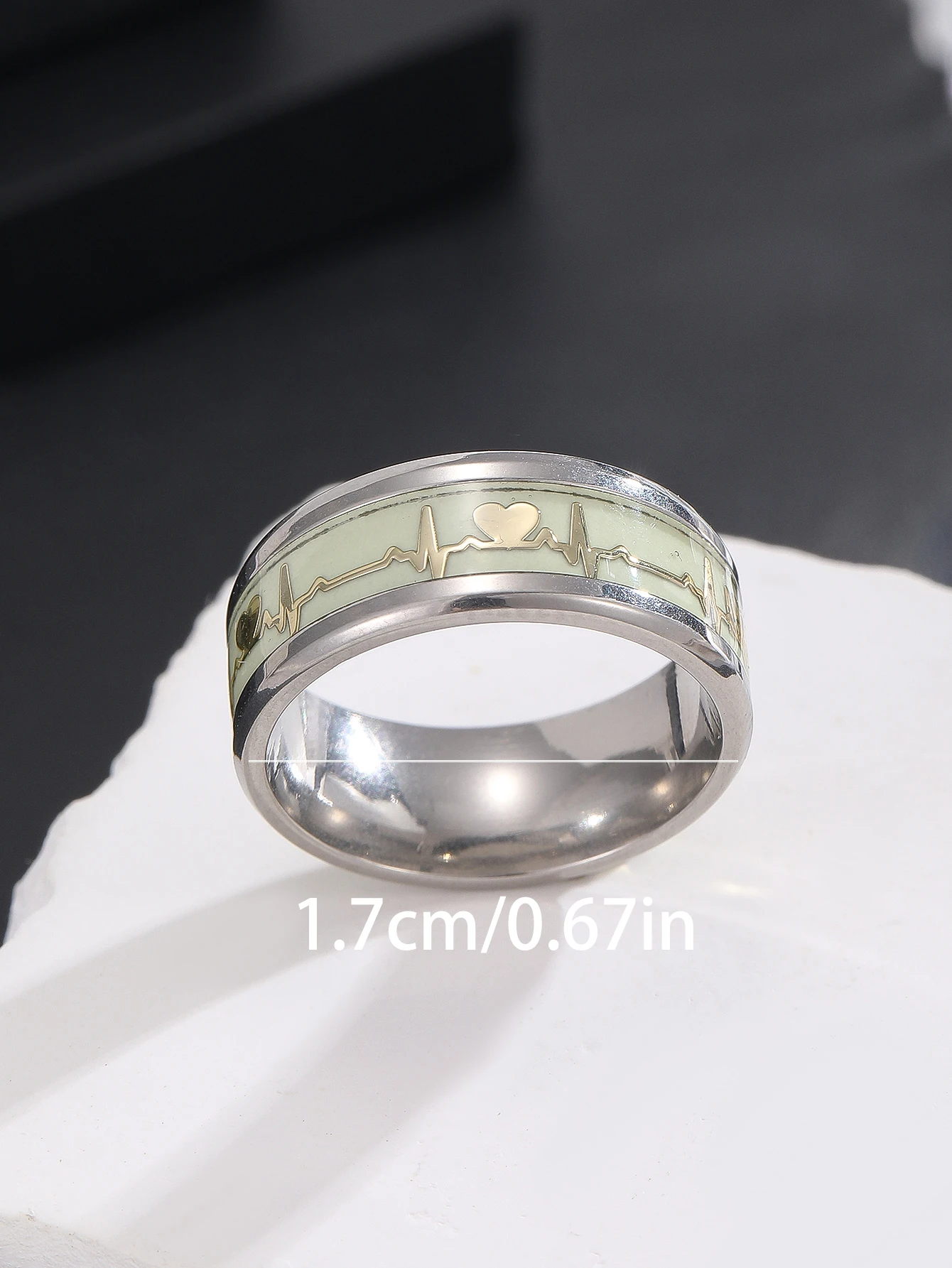 Heartbeat Rings for Couples Matching Promise Rings Stainless Steel Couples Rings for Him and Her Set Engagement Wedding Ring Set