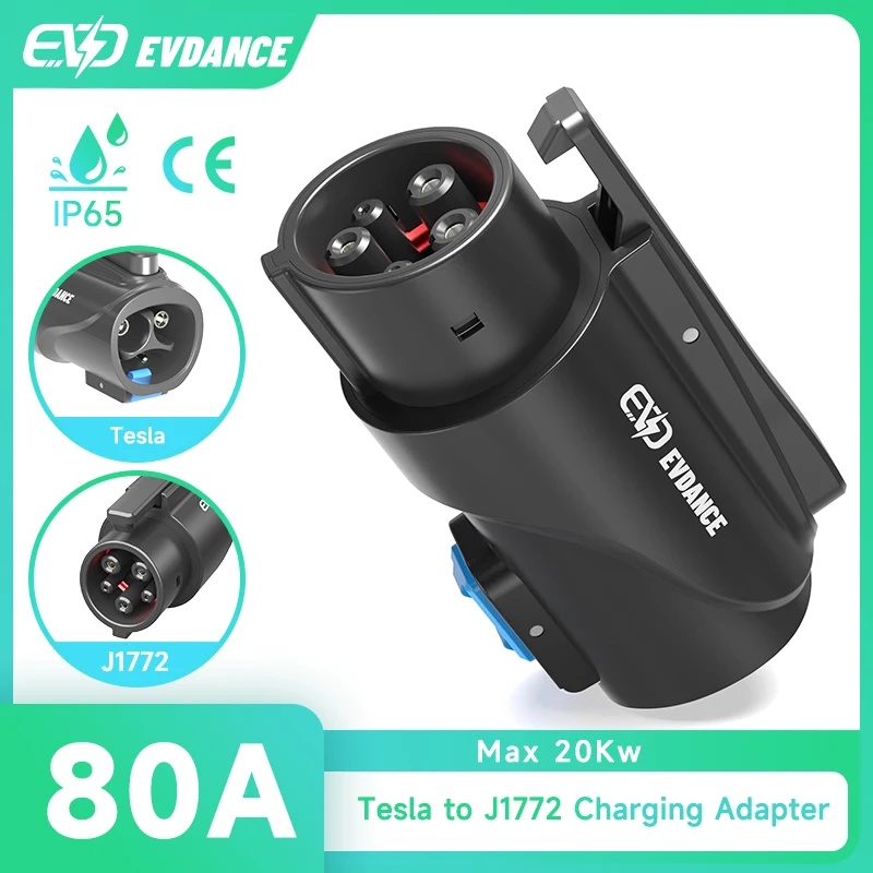 Adaptador Tesla a J1772 Max 80A 250V 20kW Adaptador de carga Cargador rápido de alta potencia para vehículos eléctricos Adaptador EV NACS a J1772