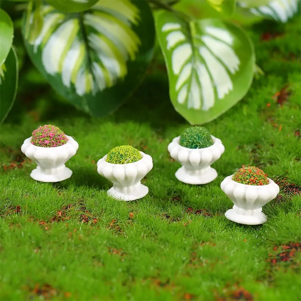 Cartoon Green Plant Bonsai Figurines Realistic Resin Crafts Mini Plant Bonsai Ornament DIY Cute Flower Pots Statue Home Decor