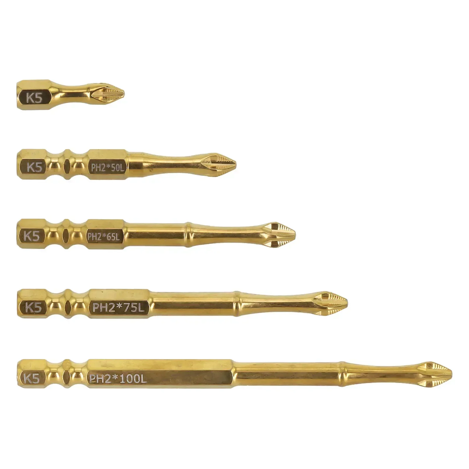 5pcs Cross Screwdriver Set Non-Slip K5 PH2 Magnetic Batch Head Cross Electric Screwdriver Hardness Drill Bit Hand Tools