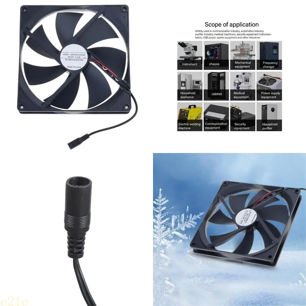 

E21E Energy Efficient 180mm 12V Cooling Blower Fan High Airflows Quiet Design For Home Office And Electronic Devices