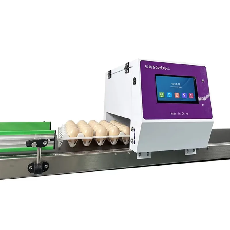 6 Head Automatic Egg Coder Machine Custom 50000 Eggs H Capacity 7 Inch Touch Screen Poultry Farm Date Coding Printer