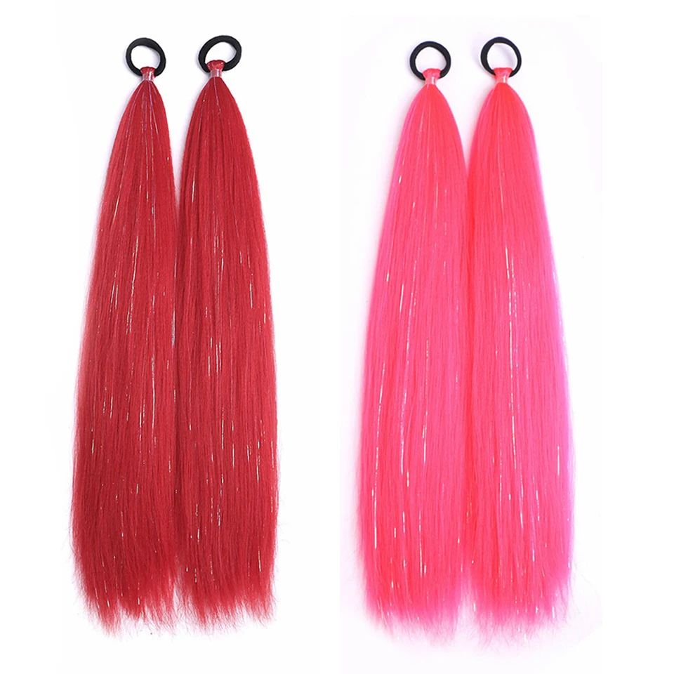 24 pulgadas jumbo coloridas sintéticas trenzas con brillo coleta fácil para mujeres 6