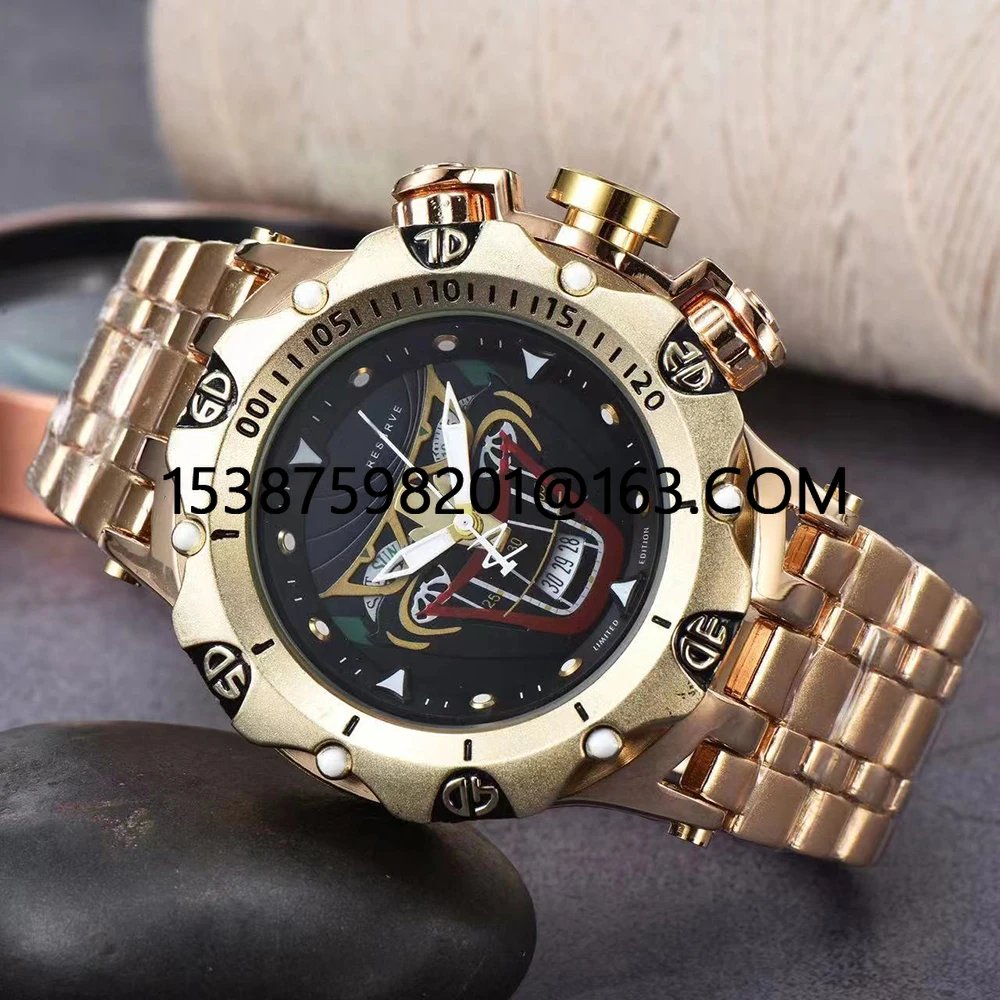 Fashionable and personalized magician men's quartz watch with large dial, multifunctional alloy strap, waterproof for daily use