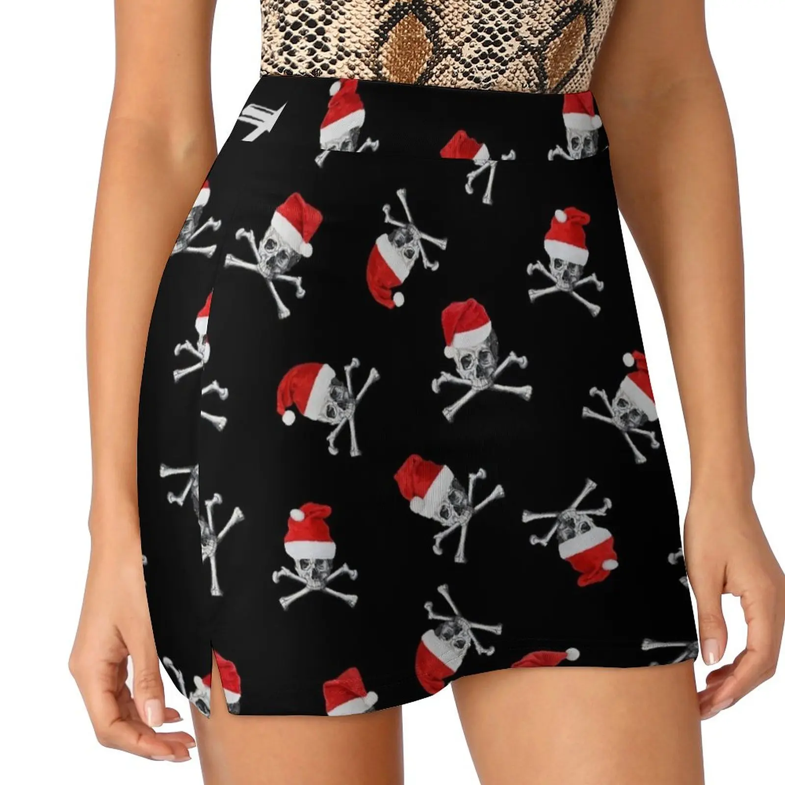 

Christmas Holiday Pirate Skulls on Black Mini Skirt girls skirt rave outfits for women dress women summer